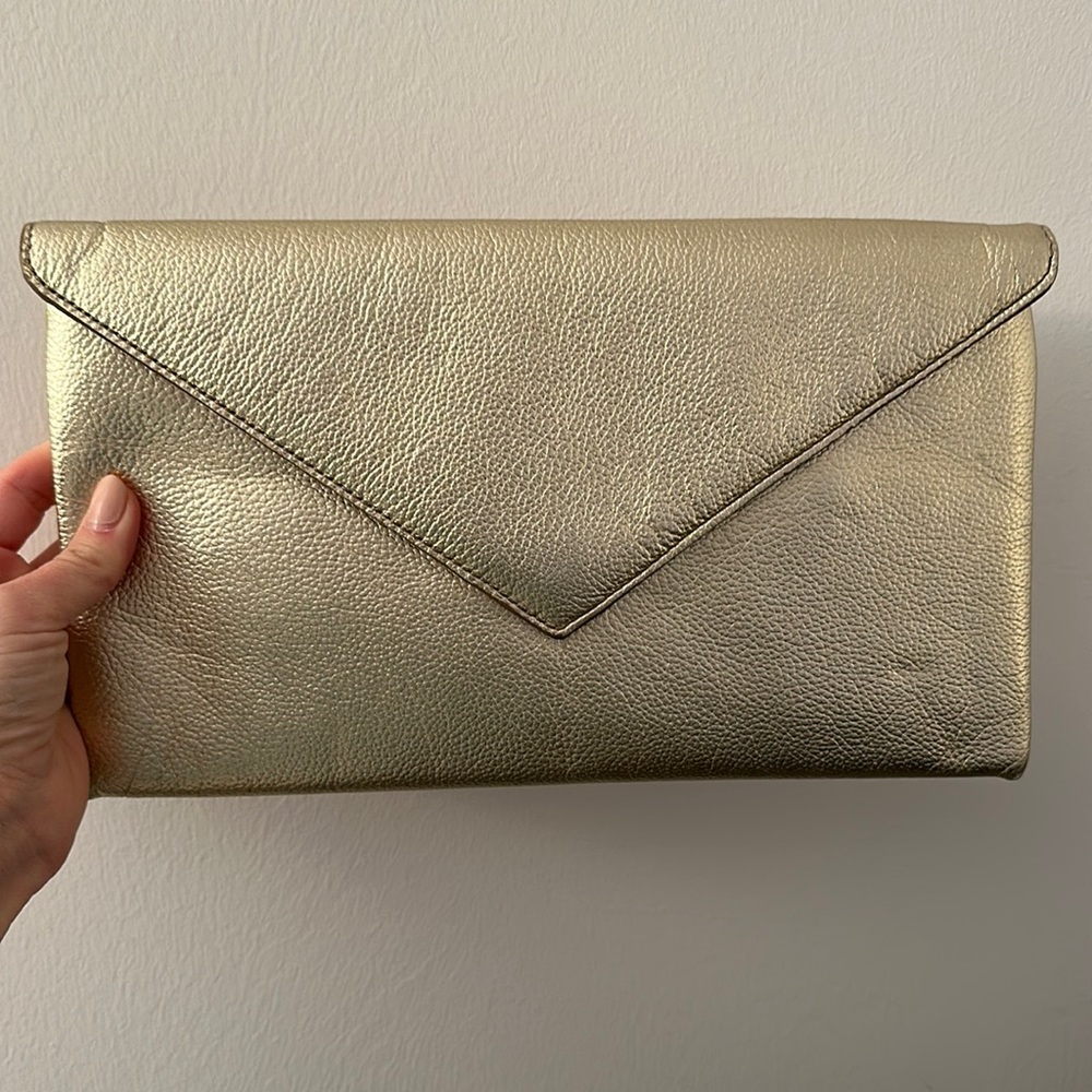 J crew gold envelop clutch